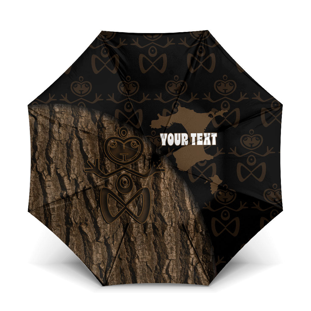 Moriori Kekoru New Zealand Personalised Umbrella Kopi Rakau Carving Chatham Islands Map LT14 One Size Folded 11.42 inch Opened Diameter 37.4 inch Black - Polynesian Pride