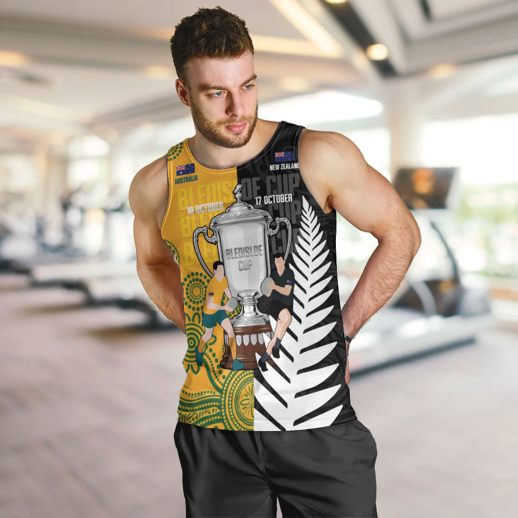 New Zealand Australia Rugby Bledisloe 2026 Custom Men Tank Top Champion Trophy Maori Aboriginal Art LT14 Multicolor - Polynesian Pride