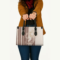 Swimming With Humpback Whales Season Tonga Leather Bag Tongan Tofuaa Ngatu Pattern Brown LT14 - Polynesian Pride
