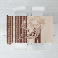 Swimming With Humpback Whales Season Tonga Tablecloth Tongan Tofuaa Ngatu Pattern Brown LT14 Brown - Polynesian Pride