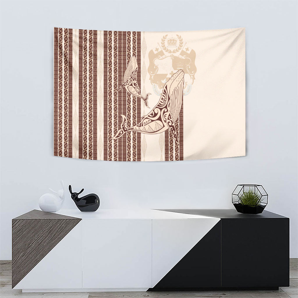 Swimming With Humpback Whales Season Tonga Tapestry Tongan Tofuaa Ngatu Pattern Brown LT14 - Polynesian Pride