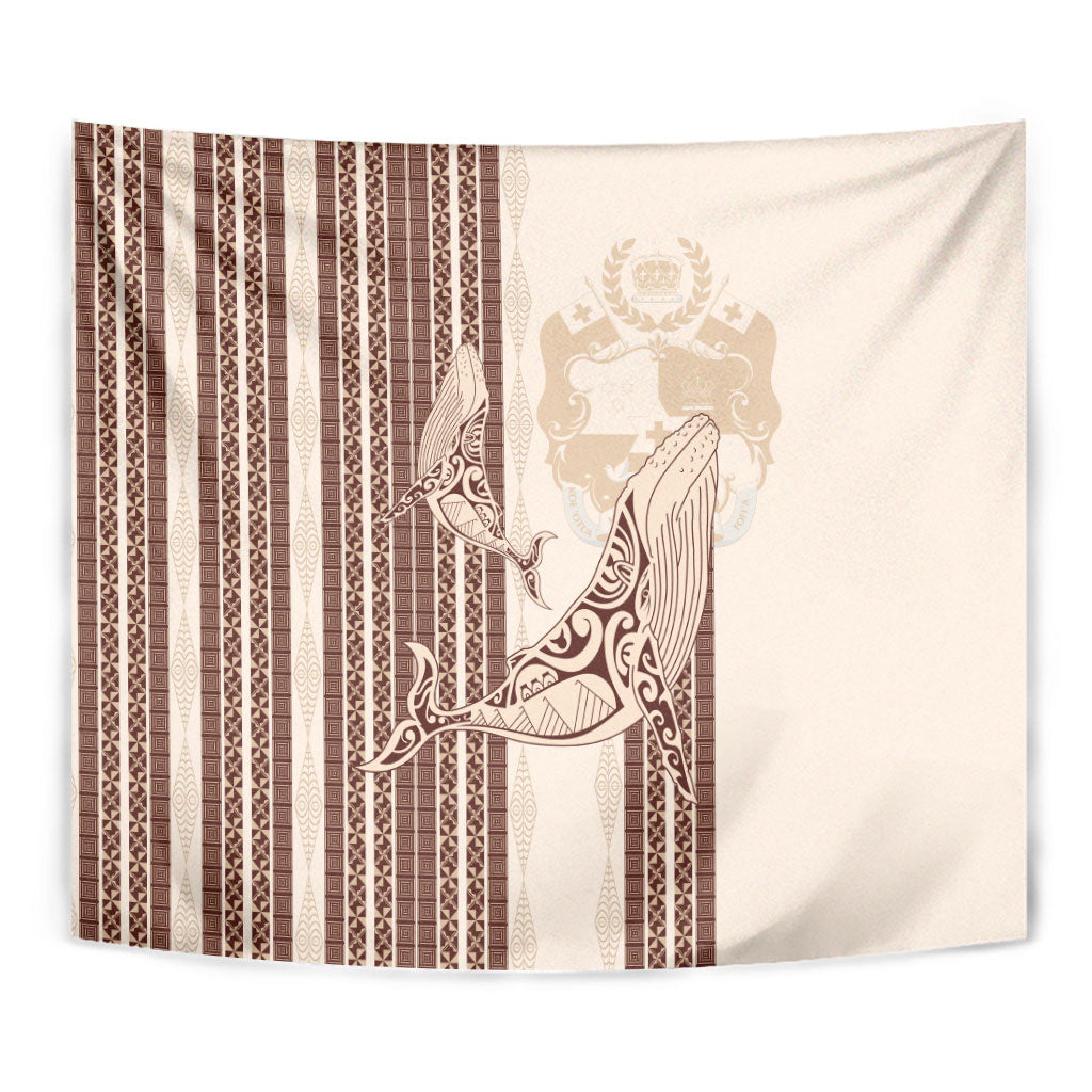 Swimming With Humpback Whales Season Tonga Tapestry Tongan Tofuaa Ngatu Pattern Brown LT14 - Polynesian Pride