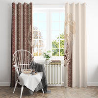 Swimming With Humpback Whales Season Tonga Window Curtain Tongan Tofuaa Ngatu Pattern Brown LT14 - Polynesian Pride