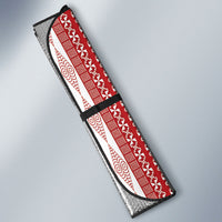 Swimming With Humpback Whales Season Tonga Auto Sun Shade Tongan Tofuaa Ngatu Pattern Red LT14 - Polynesian Pride