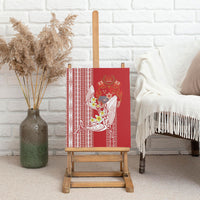 Swimming With Humpback Whales Season Tonga Canvas Wall Art Tongan Tofuaa Ngatu Pattern Red LT14 - Polynesian Pride
