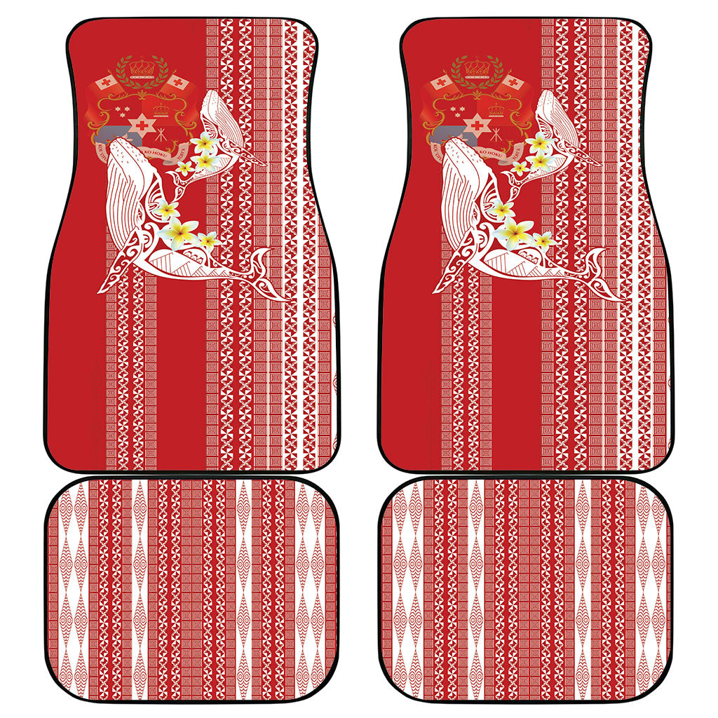 Swimming With Humpback Whales Season Tonga Car Mats Tongan Tofuaa Ngatu Pattern Red LT14 - Polynesian Pride
