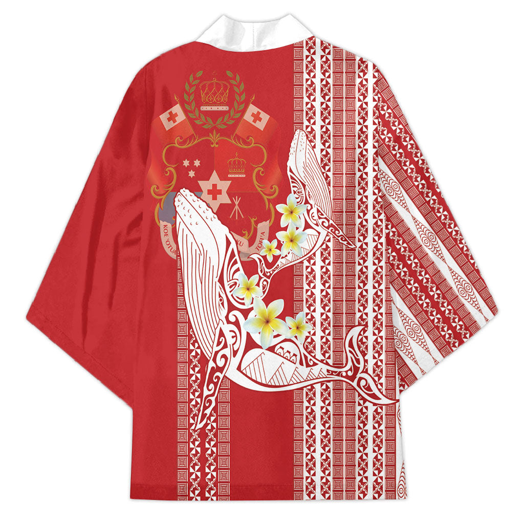 Swimming With Humpback Whales Season Tonga Kimono Tongan Tofuaa Ngatu Pattern Red LT14 - Polynesian Pride