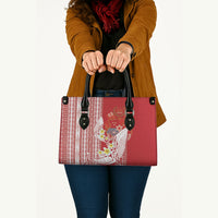 Swimming With Humpback Whales Season Tonga Leather Bag Tongan Tofuaa Ngatu Pattern Red LT14 - Polynesian Pride