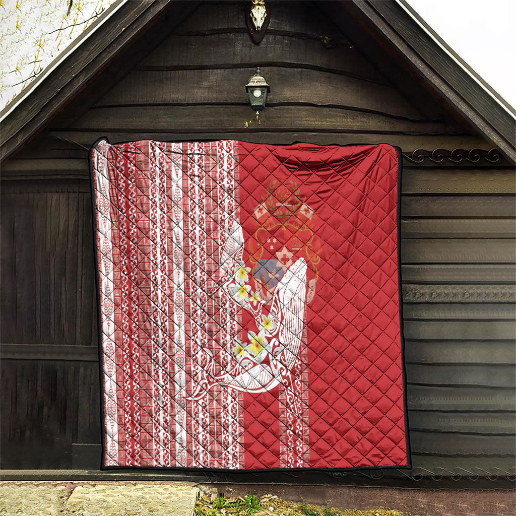 Swimming With Humpback Whales Season Tonga Quilt Tongan Tofuaa Ngatu Pattern Red LT14 - Polynesian Pride