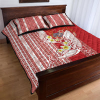 Swimming With Humpback Whales Season Tonga Quilt Bed Set Tongan Tofuaa Ngatu Pattern Red LT14 - Polynesian Pride
