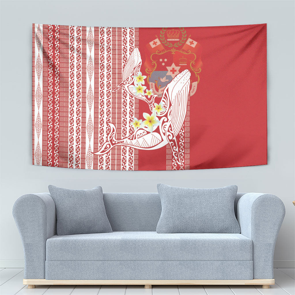 Swimming With Humpback Whales Season Tonga Tapestry Tongan Tofuaa Ngatu Pattern Red LT14 - Polynesian Pride