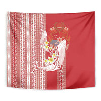Swimming With Humpback Whales Season Tonga Tapestry Tongan Tofuaa Ngatu Pattern Red LT14 - Polynesian Pride