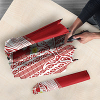 Swimming With Humpback Whales Season Tonga Umbrella Tongan Tofuaa Ngatu Pattern Red LT14 - Polynesian Pride