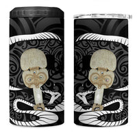 Black New Zealand Eel 4 in 1 Can Cooler Tumbler Aotearoa Maori Tuna With Kotiate Weapon LT14 One Size: 16 oz Black - Polynesian Pride