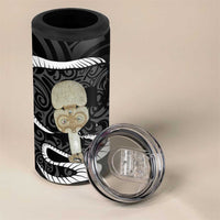 Black New Zealand Eel 4 in 1 Can Cooler Tumbler Aotearoa Maori Tuna With Kotiate Weapon LT14 - Polynesian Pride
