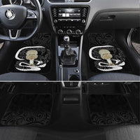 Black New Zealand Eel Car Mats Aotearoa Maori Tuna With Kotiate Weapon