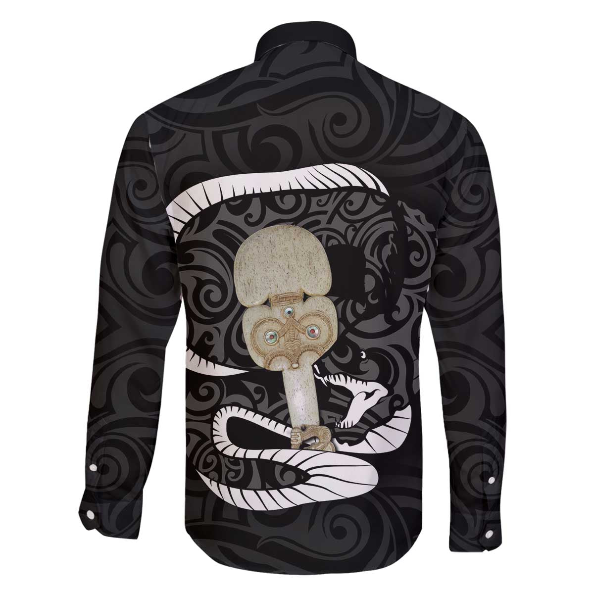 Black New Zealand Eel Family Matching Off Shoulder Short Dress and Hawaiian Shirt Aotearoa Maori Tuna With Kotiate Weapon LT14 - Polynesian Pride