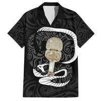 Black New Zealand Eel Family Matching Short Sleeve Bodycon Dress and Hawaiian Shirt Aotearoa Maori Tuna With Kotiate Weapon LT14 Dad's Shirt - Short Sleeve Black - Polynesian Pride