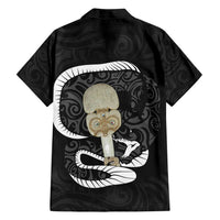 Black New Zealand Eel Family Matching Summer Maxi Dress and Hawaiian Shirt Aotearoa Maori Tuna With Kotiate Weapon LT14 - Polynesian Pride