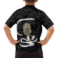 Black New Zealand Eel Kid Hawaiian Shirt Aotearoa Maori Tuna With Kotiate Weapon LT14 - Polynesian Pride