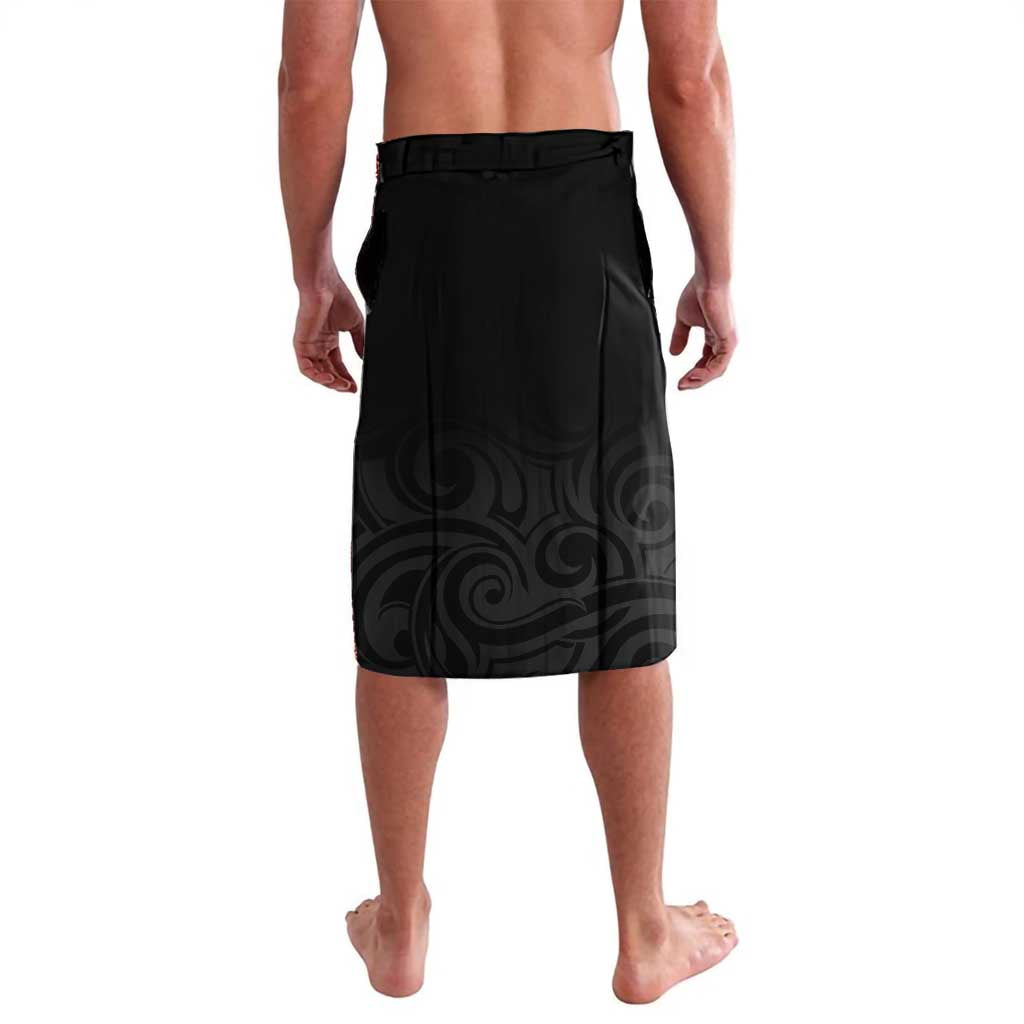 Black New Zealand Eel Lavalava Aotearoa Maori Tuna With Kotiate Weapon LT14 - Polynesian Pride