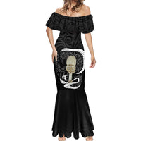 Black New Zealand Eel Mermaid Dress Aotearoa Maori Tuna With Kotiate Weapon LT14 - Polynesian Pride