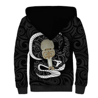 Black New Zealand Eel Sherpa Hoodie Aotearoa Maori Tuna With Kotiate Weapon LT14 - Polynesian Pride