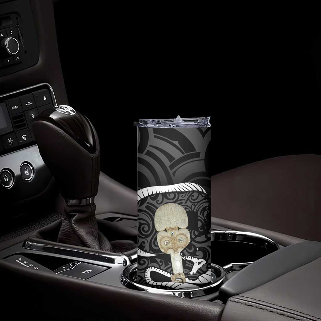 Black New Zealand Eel Skinny Tumbler Aotearoa Maori Tuna With Kotiate Weapon LT14 - Polynesian Pride