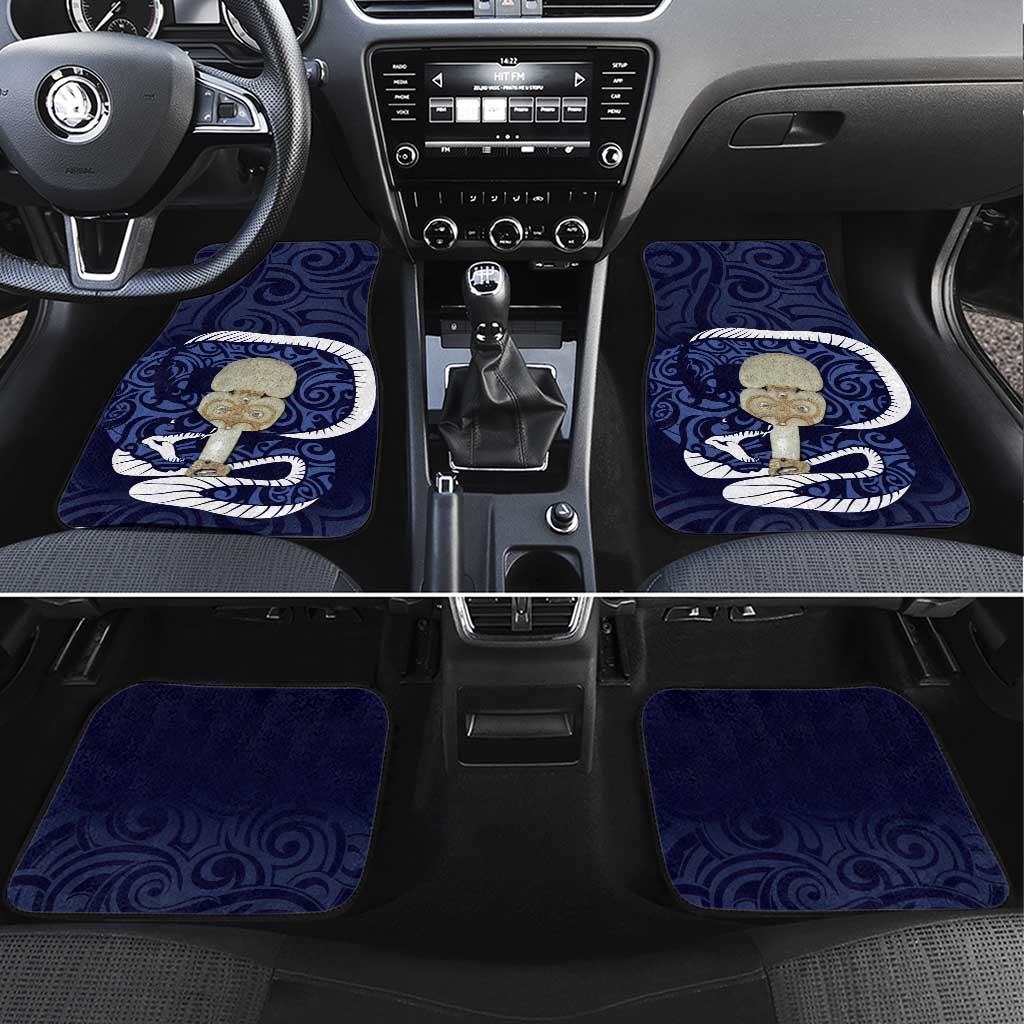 Blue New Zealand Eel Car Mats Aotearoa Maori Tuna With Kotiate Weapon LT14 Set 4pcs Blue - Polynesian Pride