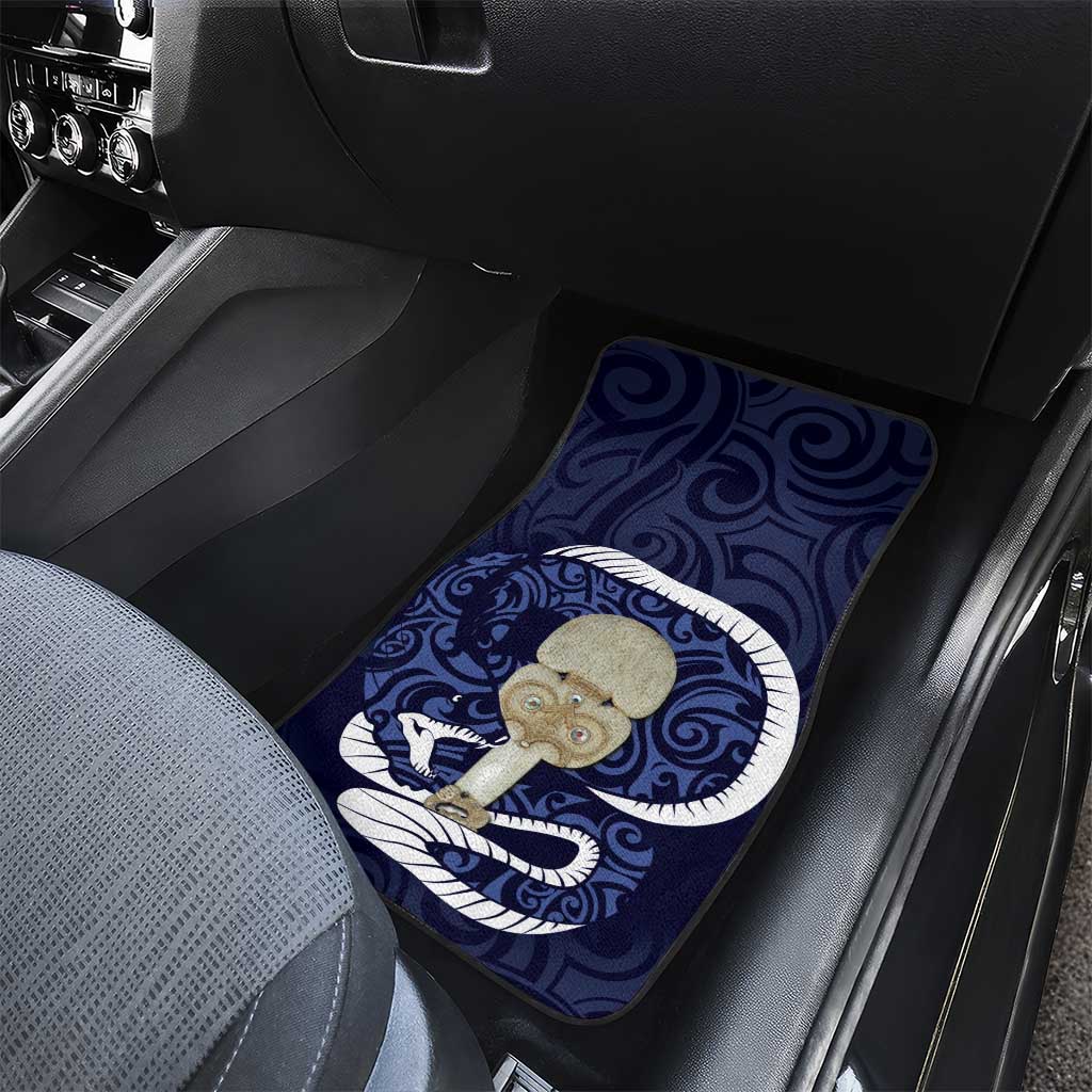 Blue New Zealand Eel Car Mats Aotearoa Maori Tuna With Kotiate Weapon LT14 - Polynesian Pride