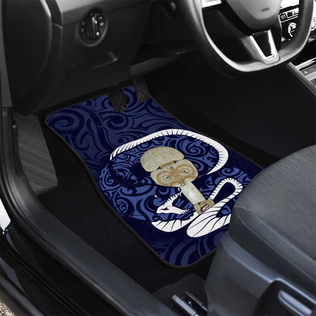 Blue New Zealand Eel Car Mats Aotearoa Maori Tuna With Kotiate Weapon LT14 - Polynesian Pride