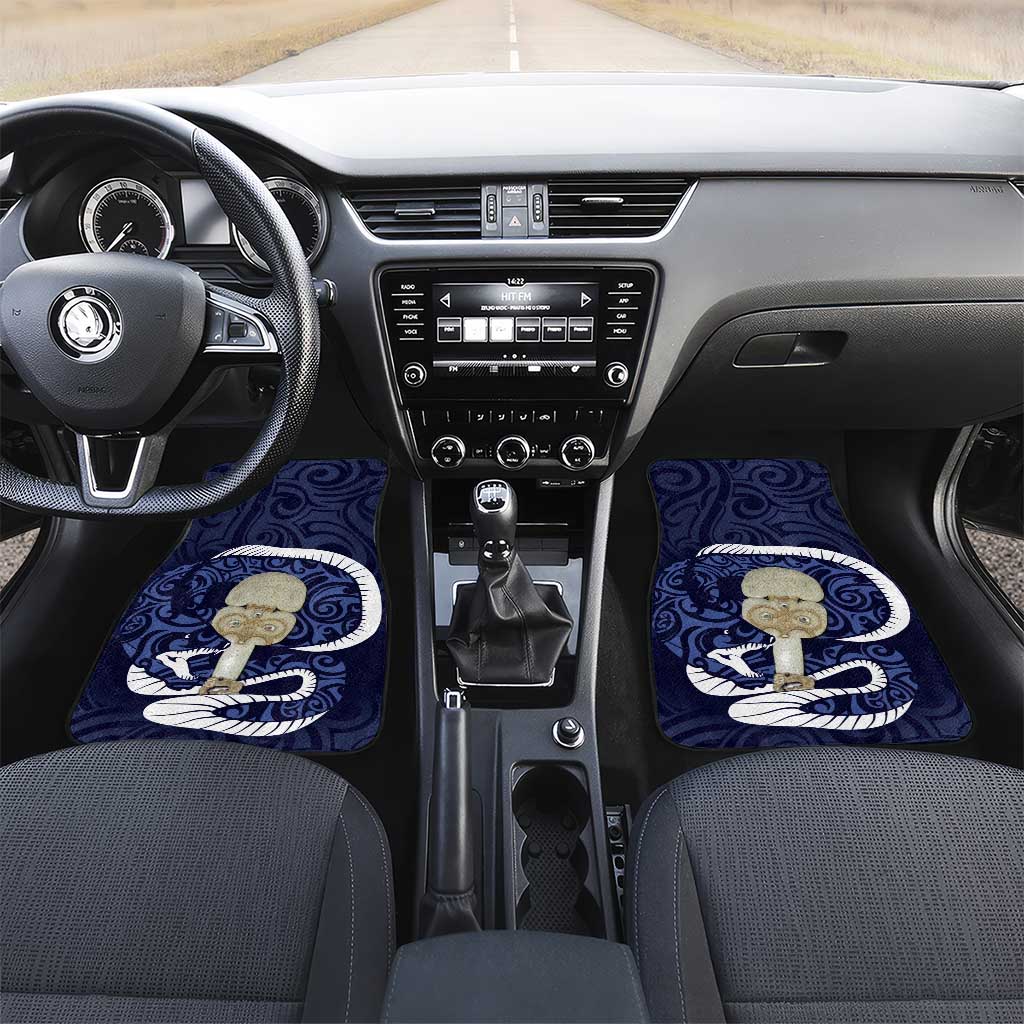 Blue New Zealand Eel Car Mats Aotearoa Maori Tuna With Kotiate Weapon LT14 Set 2pcs - Front Blue - Polynesian Pride