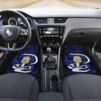 Blue New Zealand Eel Car Mats Aotearoa Maori Tuna With Kotiate Weapon LT14 Set 2pcs - Front Blue - Polynesian Pride