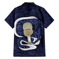Blue New Zealand Eel Family Matching Off Shoulder Maxi Dress and Hawaiian Shirt Aotearoa Maori Tuna With Kotiate Weapon LT14 - Polynesian Pride