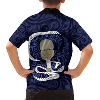 Blue New Zealand Eel Family Matching Tank Maxi Dress and Hawaiian Shirt Aotearoa Maori Tuna With Kotiate Weapon LT14 - Polynesian Pride