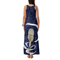 Blue New Zealand Eel Family Matching Tank Maxi Dress and Hawaiian Shirt Aotearoa Maori Tuna With Kotiate Weapon LT14 - Polynesian Pride