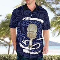 Blue New Zealand Eel Hawaiian Shirt Aotearoa Maori Tuna With Kotiate Weapon