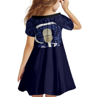 Blue New Zealand Eel Kid Short Sleeve Dress Aotearoa Maori Tuna With Kotiate Weapon LT14 - Polynesian Pride