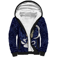Blue New Zealand Eel Sherpa Hoodie Aotearoa Maori Tuna With Kotiate Weapon LT14 Unisex Blue - Polynesian Pride