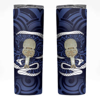 Blue New Zealand Eel Skinny Tumbler Aotearoa Maori Tuna With Kotiate Weapon LT14 Blue - Polynesian Pride
