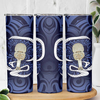 Blue New Zealand Eel Skinny Tumbler Aotearoa Maori Tuna With Kotiate Weapon LT14 - Polynesian Pride