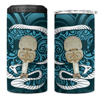 Turquoise New Zealand Eel 4 in 1 Can Cooler Tumbler Aotearoa Maori Tuna With Kotiate Weapon LT14 One Size: 16 oz Turquoise - Polynesian Pride