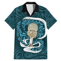 Turquoise New Zealand Eel Family Matching Mermaid Dress and Hawaiian Shirt Aotearoa Maori Tuna With Kotiate Weapon LT14 Dad's Shirt - Short Sleeve Turquoise - Polynesian Pride