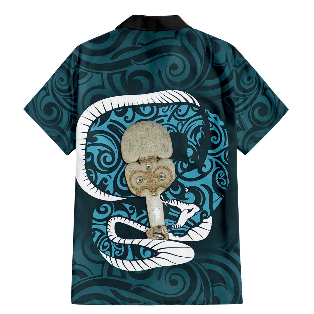 Turquoise New Zealand Eel Family Matching Mermaid Dress and Hawaiian Shirt Aotearoa Maori Tuna With Kotiate Weapon LT14 - Polynesian Pride