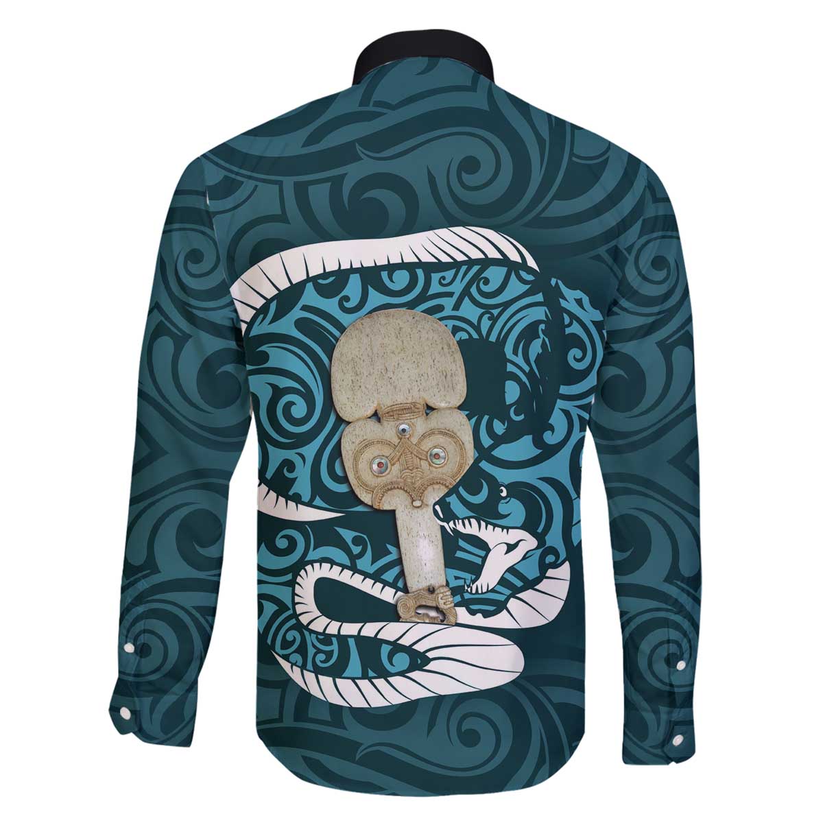Turquoise New Zealand Eel Family Matching Puletasi and Hawaiian Shirt Aotearoa Maori Tuna With Kotiate Weapon LT14 - Polynesian Pride
