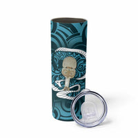 Turquoise New Zealand Eel Skinny Tumbler Aotearoa Maori Tuna With Kotiate Weapon LT14 - Polynesian Pride