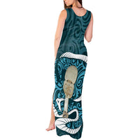 Turquoise New Zealand Eel Tank Maxi Dress Aotearoa Maori Tuna With Kotiate Weapon LT14 - Polynesian Pride