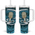 Turquoise New Zealand Eel Tumbler With Handle Aotearoa Maori Tuna With Kotiate Weapon