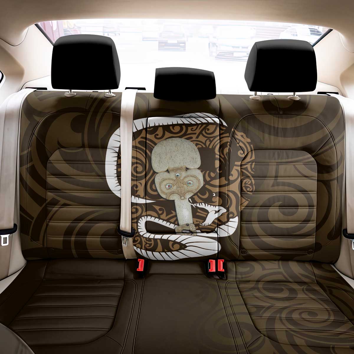 Gold New Zealand Eel Back Car Seat Cover Aotearoa Maori Tuna With Kotiate Weapon LT14 - Polynesian Pride