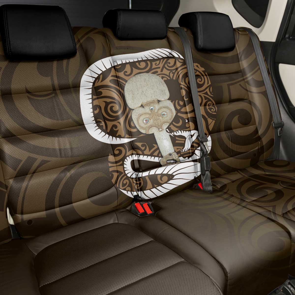 Gold New Zealand Eel Back Car Seat Cover Aotearoa Maori Tuna With Kotiate Weapon LT14 - Polynesian Pride